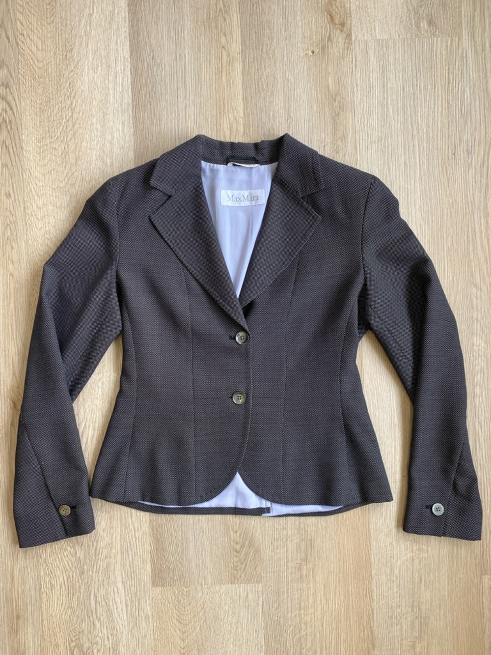 Max Mara Wool Blazer Micro Dot Tailored Jacket Made in Italy Size 8
